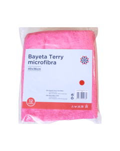 Bayeta de Microfibra Terry 40x36 Rosa (12 uds)